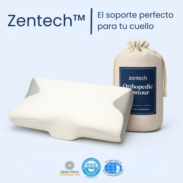 Zentech™ Pro - Almohada Ortopédica para Alivio Cervical y de Espalda